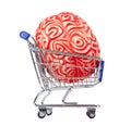 Human rubber brain in the shopping cart