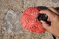 Human rubber brain with a stethoscope in a stone