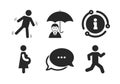 Businessman with umbrella. Human running symbol. Vector