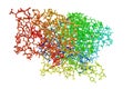 Human salivary amylase, an important enzyme found in the oral cavity. Rainbow coloring from N to C. 3d illustration