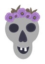 Human scull and flower wreath