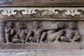 Human Sculptors depicting domestic life, at Vishvanatha Temple, Khajuraho, Madhya Pradesh, India - UNESCO world heritage site. Royalty Free Stock Photo