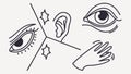 Human Senses Icons Sight, Hearing, and Touch Vector Graphics. vector design Generative AI Royalty Free Stock Photo