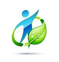 Human shape and leaf logo design Royalty Free Stock Photo