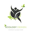 Human shape and leaves logo design Royalty Free Stock Photo