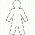 Human shaped out of chromosomes and nucleotides representing their genetic code