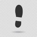Human shoe footprint icon. Vector footwear. Flat style. Black silhouette. Illustration with shadow
