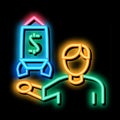 human show money rocket neon glow icon illustration