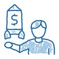 human show money rocket doodle icon hand drawn illustration