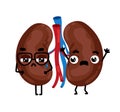 Human sick kidneys cartoon character