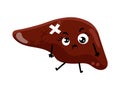Human sick liver cartoon character