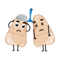 Human sick lungs cartoon character