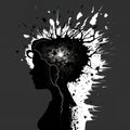 human silhouette brain trauma or stress concepts. Ai generated image