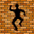 Human silhouette hole in brick wall pop art vector