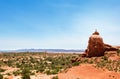 Human silhouette standing on the top of mountain Royalty Free Stock Photo