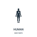 human silhouette with white image of the heart icon vector from body parts collection. Thin line human silhouette with white image