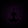 Human silhouette in yoga pose and meditation Royalty Free Stock Photo