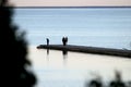 Human silhouettes on the beach at sunset. Nida Lithuania