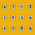 Human silhouettes icon set isolated on yellow