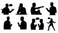 Human silhouettes of interactions arguments and communication styles in profile Royalty Free Stock Photo