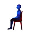 Human sitting on chair side pose, abstract body watercolor painting hand drawing illustration design