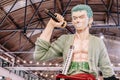 Human Size Model of characters pirate Zoro, the samurai swordsman from A Japanese Animation One Piece in Asiatique Bangkok Royalty Free Stock Photo