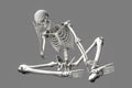 Human skeleton in unhappy frustrated pose, conceptual 3D illustration