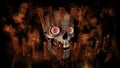 Human Skull With Eyes And Scary, Evil Look 3D Rendering Royalty Free Stock Photo