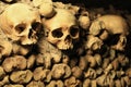 Human skulls in the catacombs of Paris