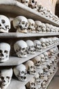 Human skulls inside a catacomb. Royalty Free Stock Photo