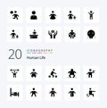 20 Human Solid Glyph icon Pack like killer gunman riding gun human