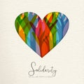 Human Solidarity Day card of hands united in heart Royalty Free Stock Photo