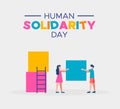 Human Solidarity Day card of kids helping together