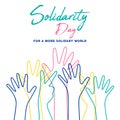 Human Solidarity Day colorful hands illustration