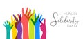 Human Solidarity Day illustration colorful hands Royalty Free Stock Photo