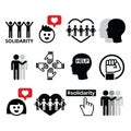 Human Solidarity icons, people helping each other design