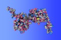 Human sonic hedgehog N-terminal domain. Space-filling molecular model on blue background. 3d illustration