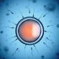Human sperm cells around egg cell Royalty Free Stock Photo