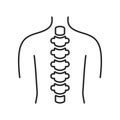 Human spine anatomy black line icon. Health care. Isolated vector element. Outline pictogram for web page, mobile app, promo