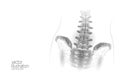 Human spine hip lumbar radiculitis pain low poly. Geometric polygonal particle triangle point line future medicine