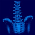 Human spine hip lumbar radiculitis pain low poly. Geometric Royalty Free Stock Photo