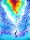 Human and spirit powerful energy connect to the universe power abstract art watercolor painting illustration design Royalty Free Stock Photo