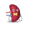 Human spleen cartoon character style with mysterious silent gesture