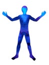 Human standing hand up power pose, abstract body watercolor painting