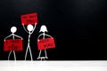 Human stick figures holding I Need Work placard. Unemployment crisis and job loss concept. Royalty Free Stock Photo