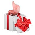 Human stomach inside gift box, 3D rendering