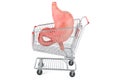 Human stomach inside shopping cart, 3D rendering