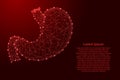 Human stomach organ from futuristic polygonal red lines and glow