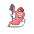 Human stomatch miner cartoon design concept with tool and helmet