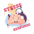 Human stress response system conceptual vector illustration brain character. Royalty Free Stock Photo